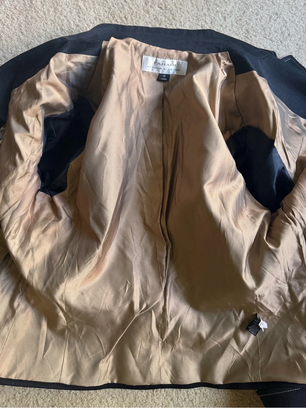 Tahari Arthur S Levine Y2K Belted Charcoal Blazer Gold Hardware Sz 10